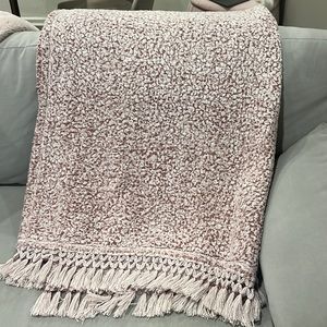 Urban Outfitters Home Fuzzy white/purple/pink ish blanket with fringe
